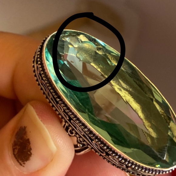 Radiant Green Amethyst Gemstone Handmade Ring - Picture 8 of 8